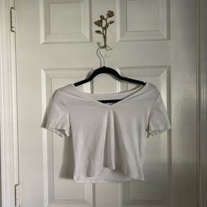 SO White Short Sleeve V-Neck Tee